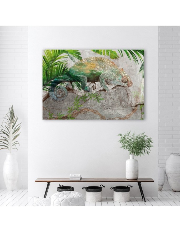 Canvas prints for modern living room - Chameleon on a branch jungle | FEEBY