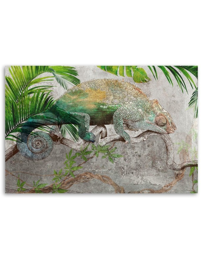 Canvas prints for modern living room - Chameleon on a branch jungle | FEEBY