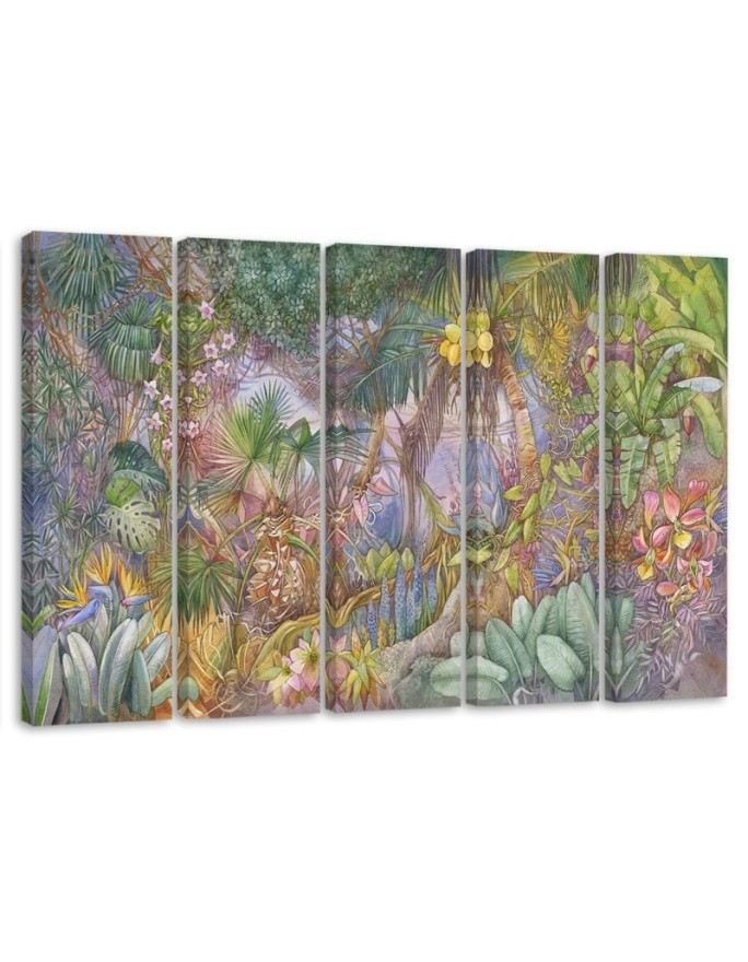 Canvas print for wall 5 parts - Deep jungle | FEEBY