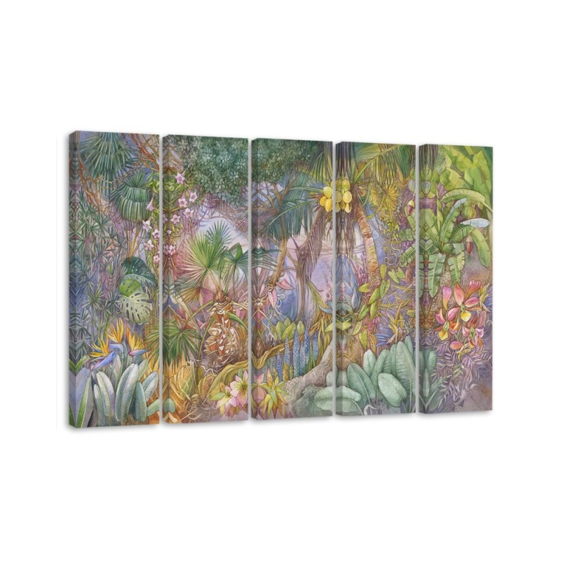 Canvas print for wall 5 parts - Deep jungle | FEEBY