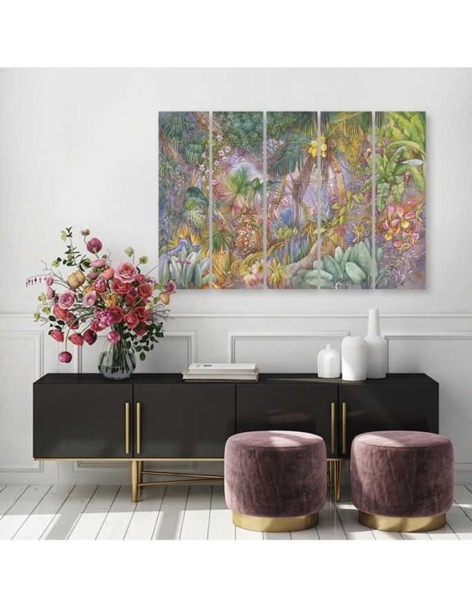 Canvas print for wall 5 parts - Deep jungle | FEEBY