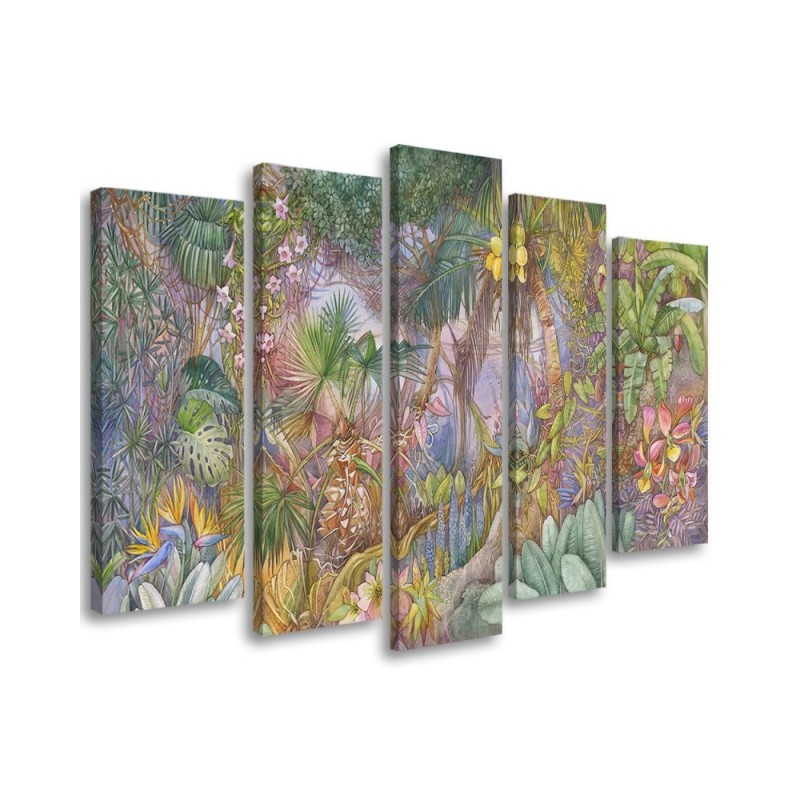 Modern painting for living room 5 parts - Deep jungle | FEEBY