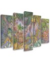Modern painting for living room 5 parts - Deep jungle | FEEBY