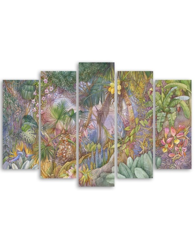 Modern painting for living room 5 parts - Deep jungle | FEEBY