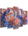 Print painting five parts - Magic peacock | FEEBY