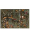 Wall picture on Canvas for living room triptych - Monkeys in the jungle | FEEBY