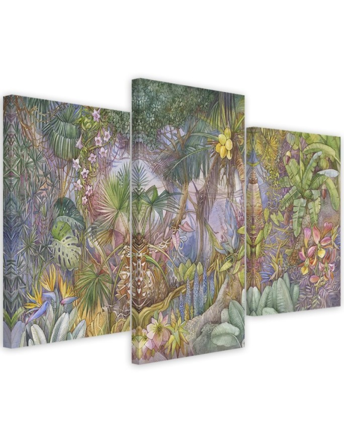 Triptych wall art painting for bedroom - Deep jungle | FEEBY