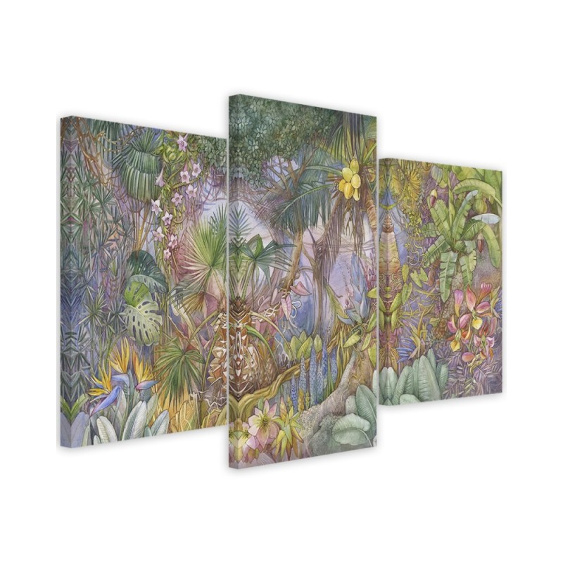 Triptych wall art painting for bedroom - Deep jungle | FEEBY