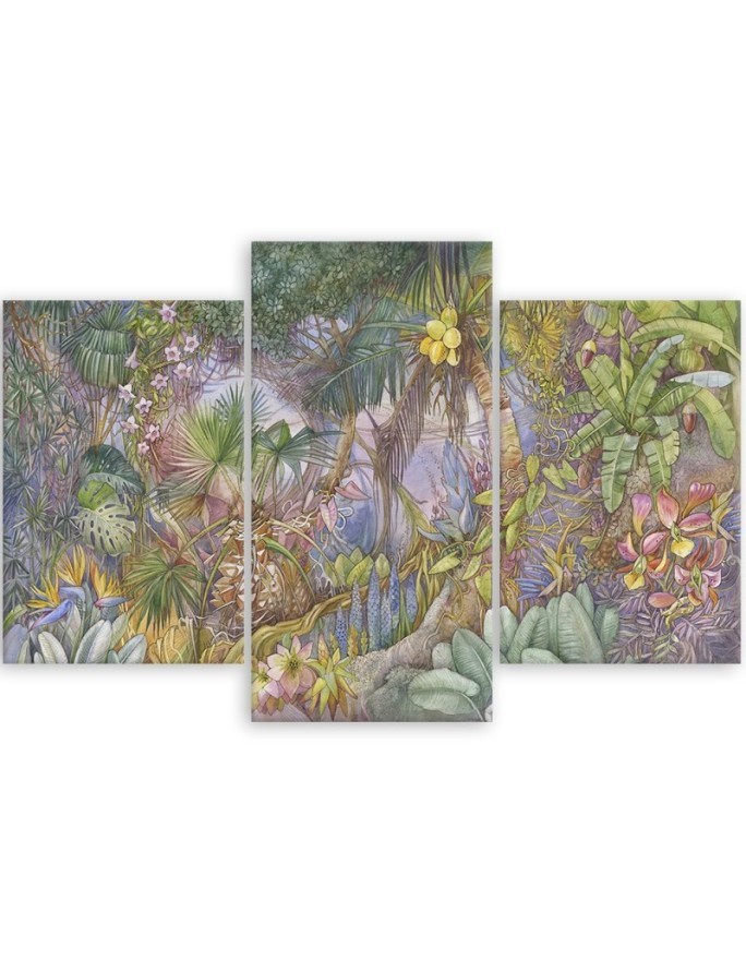 Triptych wall art painting for bedroom - Deep jungle | FEEBY