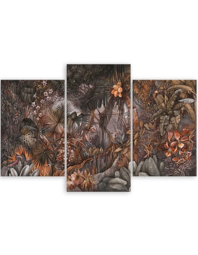 Triptych bedroom wall painting - Deep jungle | FEEBY