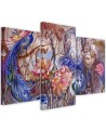 Three-part wall painting for living room - Magic peacock | FEEBY