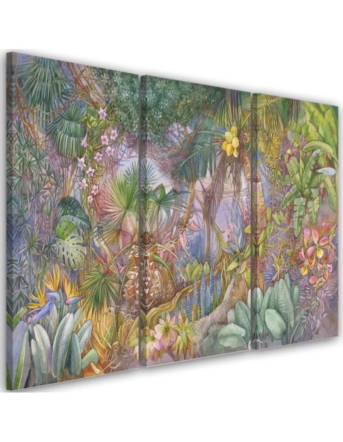 Triptych wall picture for bedroom - Deep jungle | FEEBY