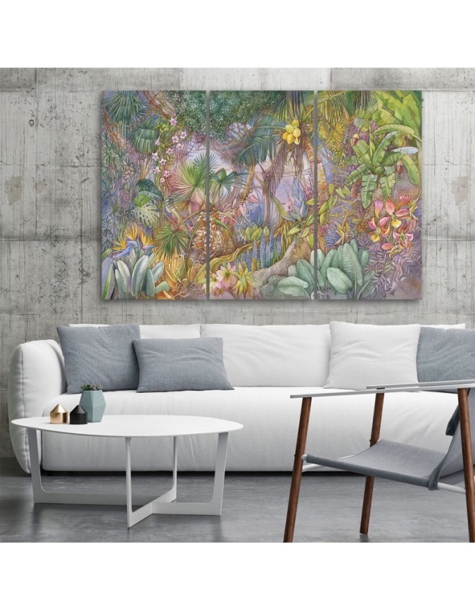 Triptych wall picture for bedroom - Deep jungle | FEEBY