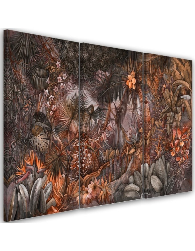 Triptych wall art painting for bedroom - Deep jungle | FEEBY