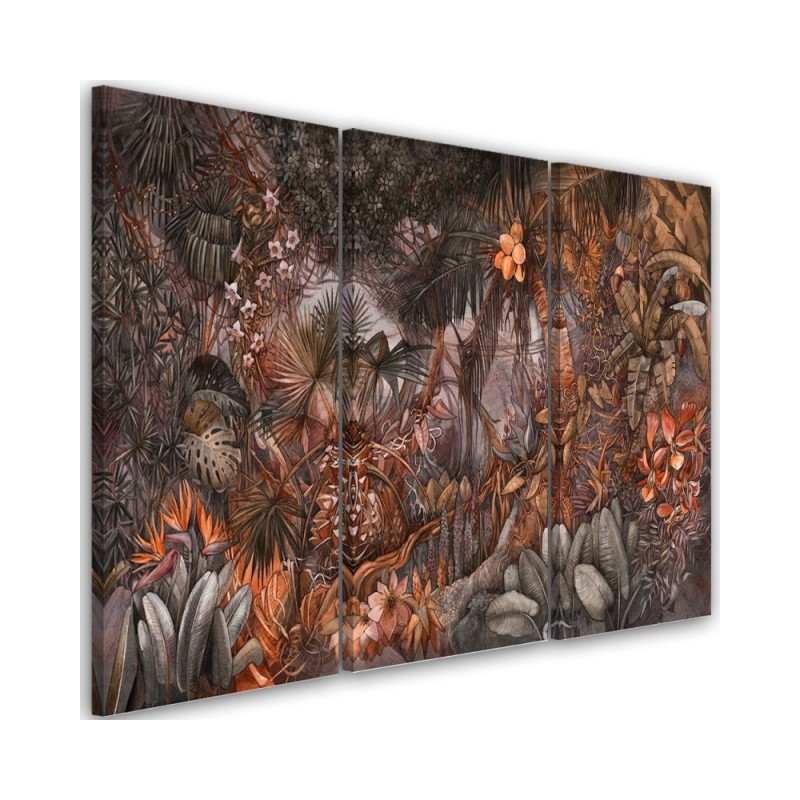 Triptych wall art painting for bedroom - Deep jungle | FEEBY
