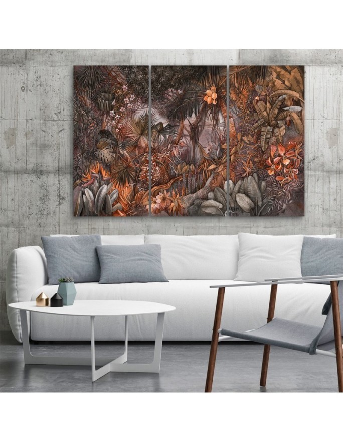 Triptych wall art painting for bedroom - Deep jungle | FEEBY