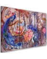 Three-part wall art painting for living room - Magic peacock | FEEBY