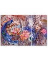 Three-part wall art painting for living room - Magic peacock | FEEBY