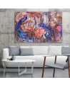 Three-part wall art painting for living room - Magic peacock | FEEBY