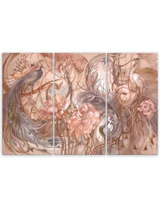 Wall Canvas painting for living room three-piece - Magic peacock | FEEBY