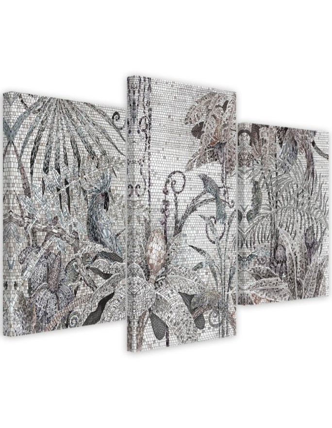 Bedroom wall painting triptych - Jungle mosaic | FEEBY