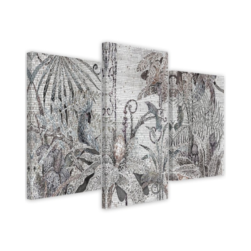 Bedroom wall painting triptych - Jungle mosaic | FEEBY