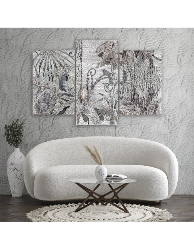 Bedroom wall painting triptych - Jungle mosaic | FEEBY