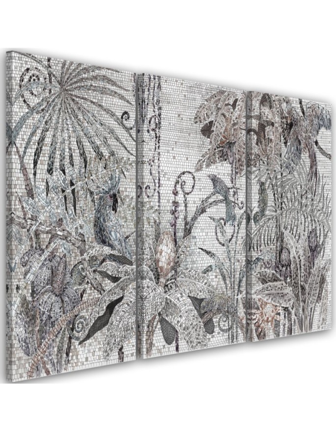 Bedroom triptych wall painting - Jungle mosaic | FEEBY