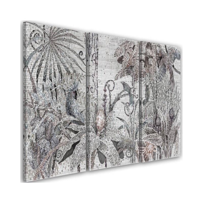 Bedroom triptych wall painting - Jungle mosaic | FEEBY