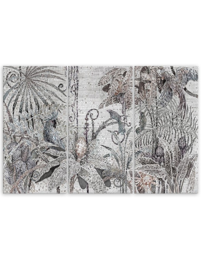 Bedroom triptych wall painting - Jungle mosaic | FEEBY