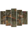 Canvas 5-piece painting - Monkeys in the jungle | FEEBY