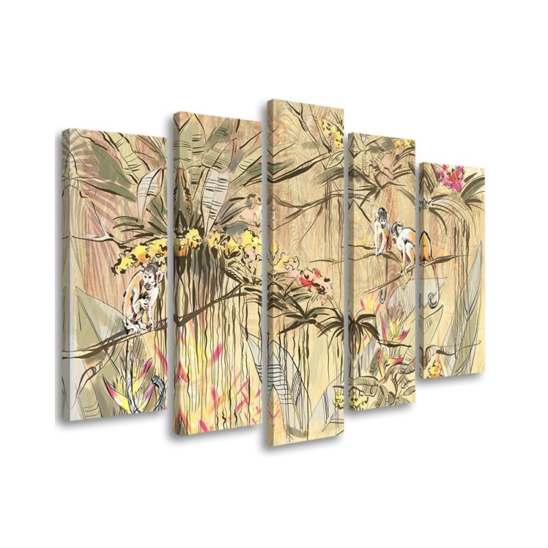 5-piece canvas painting - Jungle monkeys | FEEBY