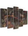 Canvas print on canvas 5 piece - Monkeys in the jungle | FEEBY