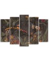 Canvas print on canvas 5 piece - Monkeys in the jungle | FEEBY
