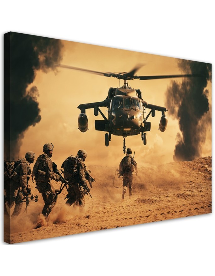 Canvas prints for wall - Helicopter and soldiers on a mission | FEEBY