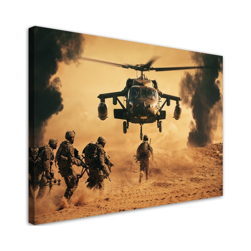 Canvas prints for wall - Helicopter and soldiers on a mission | FEEBY