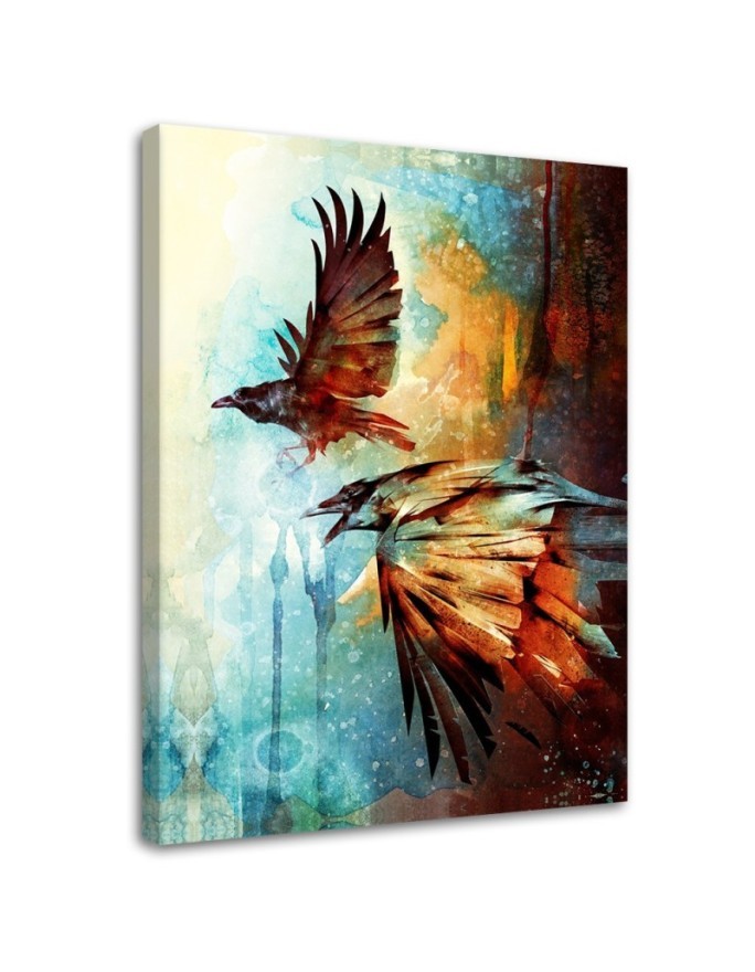 Wrapped Canvas prints for living room modern - Crows in Flight Barrett Biggers | FEEBY