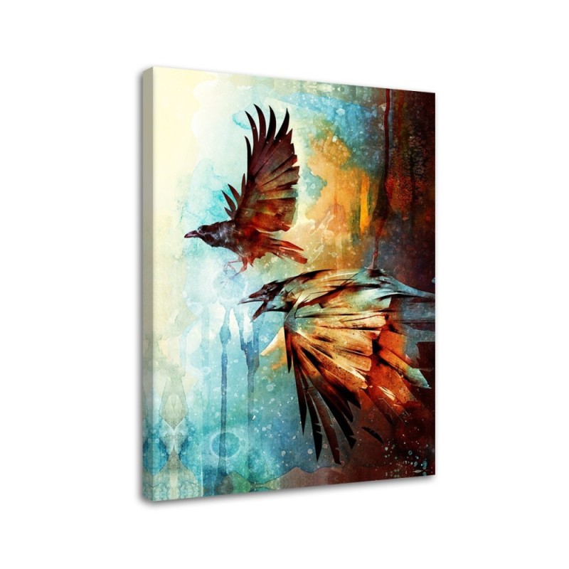 Wrapped Canvas prints for living room modern - Crows in Flight Barrett Biggers | FEEBY