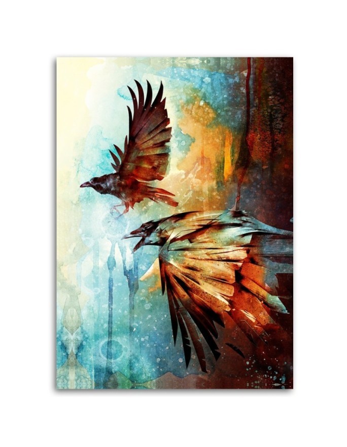 Wrapped Canvas prints for living room modern - Crows in Flight Barrett Biggers | FEEBY