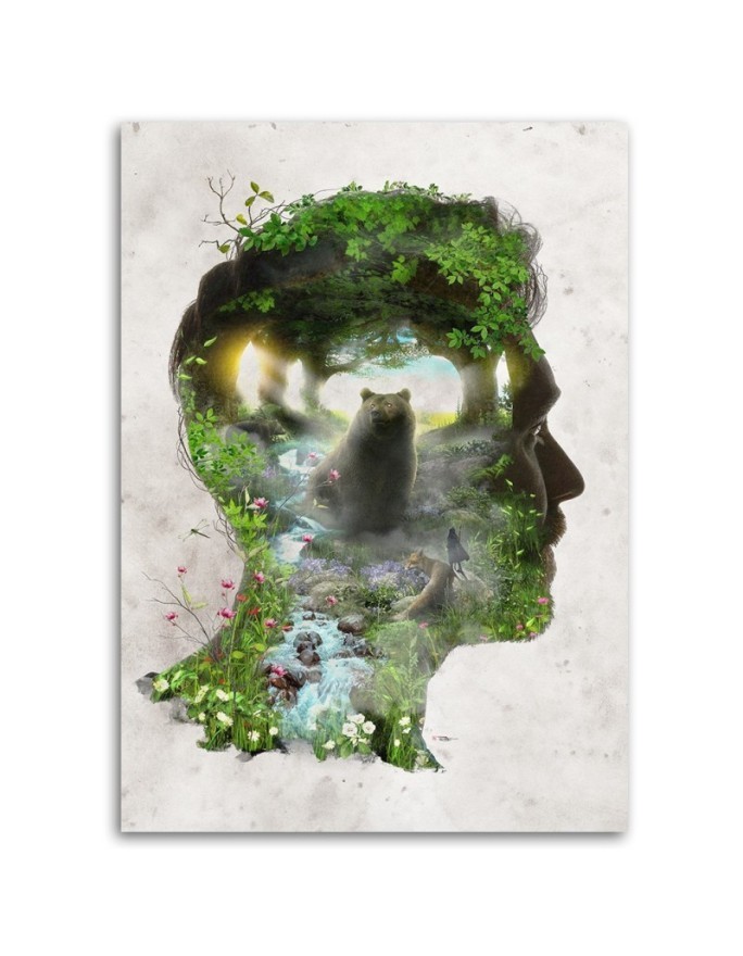 Wall art painting - Bear in a man's head Barrett Biggers | FEEBY
