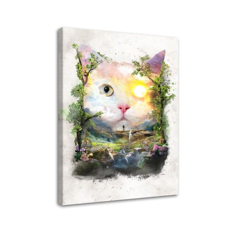 Wall art painting - Cat in a magical forest Barrett Biggers | FEEBY