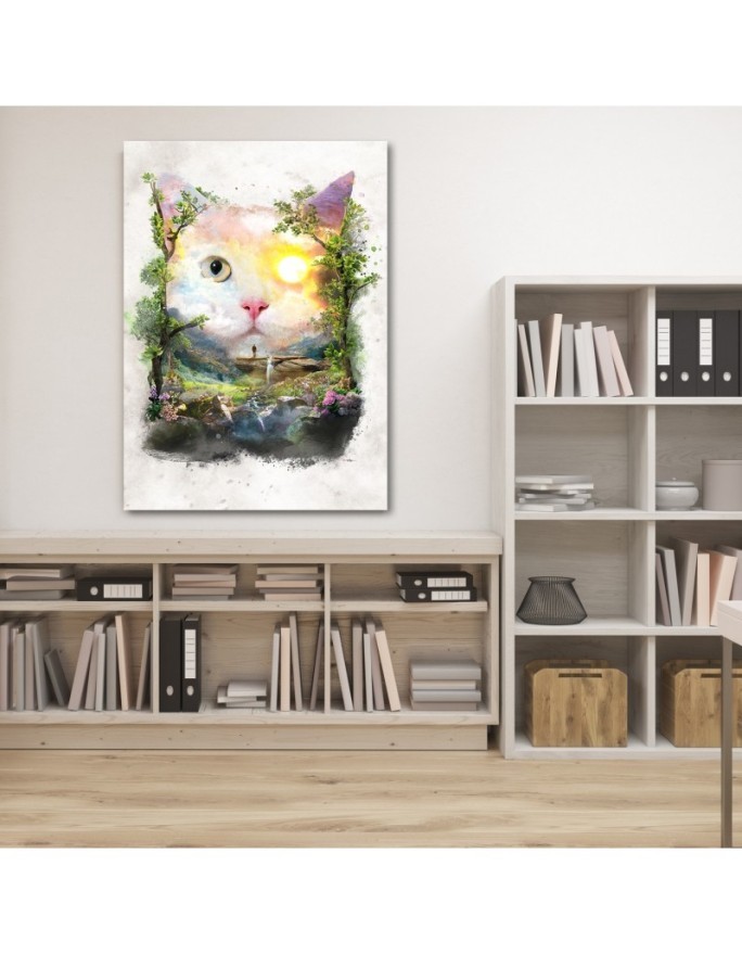 Wall art painting - Cat in a magical forest Barrett Biggers | FEEBY