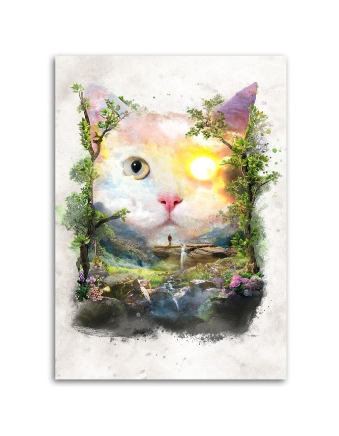 Wall art painting - Cat in a magical forest Barrett Biggers | FEEBY