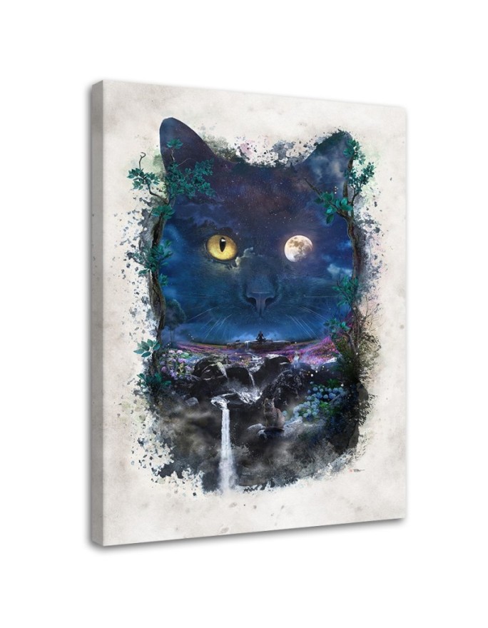 Canvas print Black cat at...