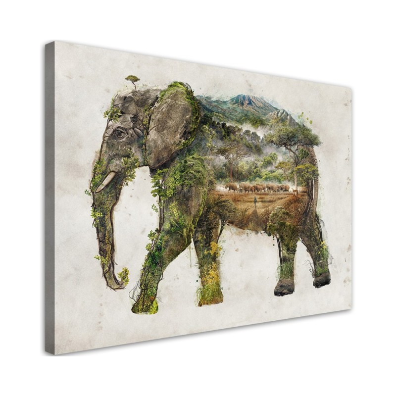Bedroom Canvas painting - Elephant and expedition Barrett Biggers | FEEBY