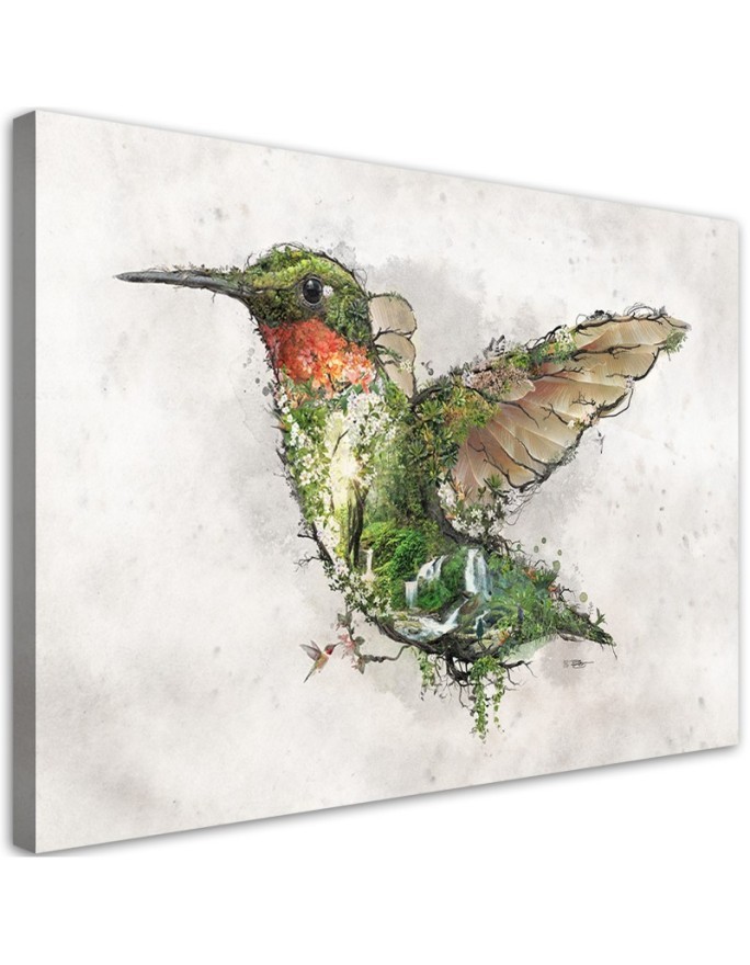 Living room Canvas painting - Hummingbird and magical forest Barrett Biggers | FEEBY