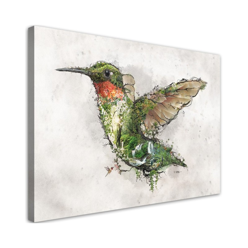 Living room Canvas painting - Hummingbird and magical forest Barrett Biggers | FEEBY