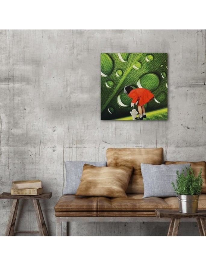 Wall art painting - Woman in red dress against a dewy background Lili Chartrand | FEEBY