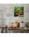 Wall art painting - Woman in red dress against a dewy background Lili Chartrand | FEEBY