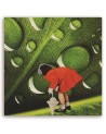 Wall art painting - Woman in red dress against a dewy background Lili Chartrand | FEEBY